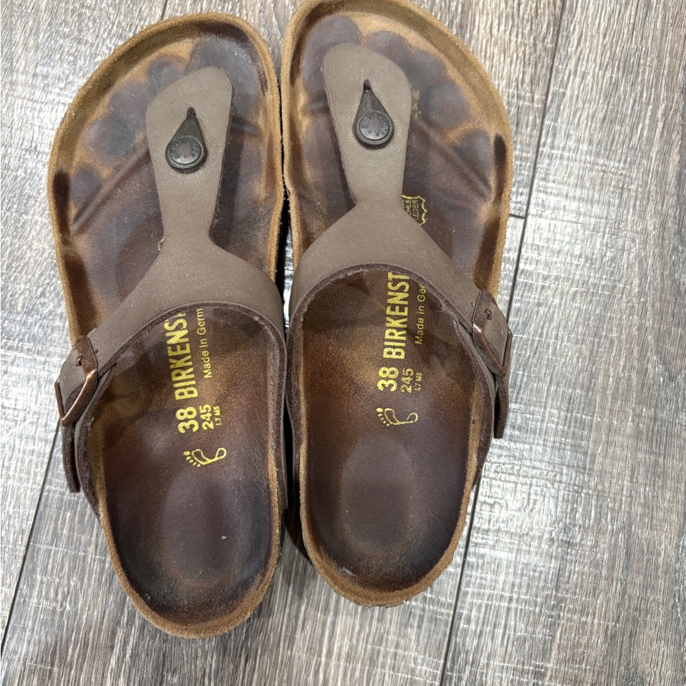 Birkenstock Brown Gizeh Thong Sandals size 7-7.5 38 excellent condition women's